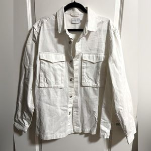 Men’s off white TopMAN utility denim shacket jacket